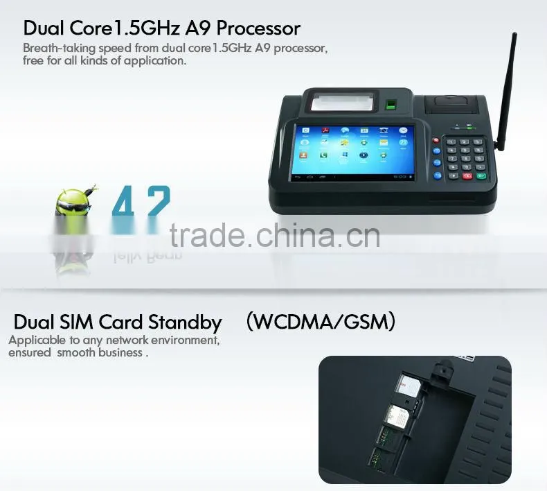 China TPS550 with camera, 1D/2D Barcode Scanner, Finger Printer wcdma/wifi/etherent nfc programmable android eft pos machine