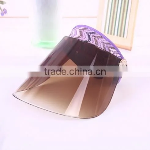 2016 Summer Plastic Visor PVC Sunvisor UV-resistance plastic visor Hat/Cap With Stock
