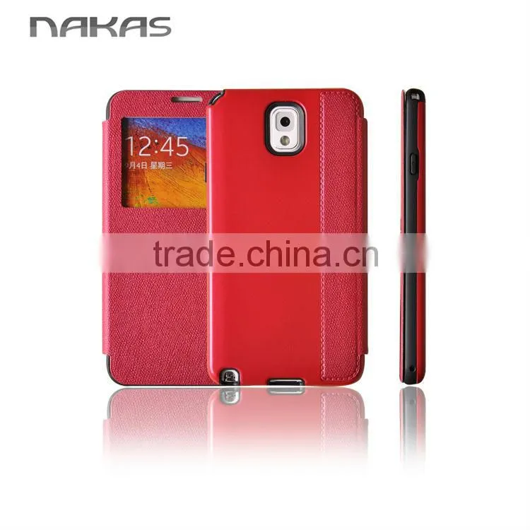 window smart view leather flip phone cover for Samsung galaxy note 3