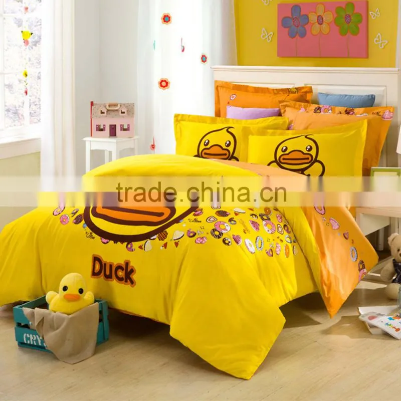 Bright yellow color kids bedding set