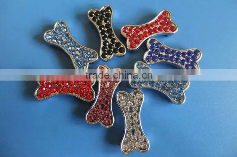 Zinc Alloy Metal Diamante Bone Shape Charms with 10mm Inner Hole Size