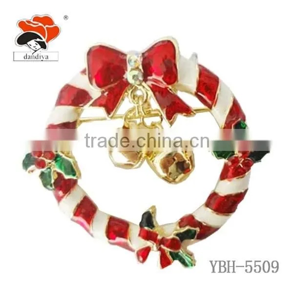 Women favorite Christmas bell gift rhinestone brooch for party wholesale snowman decoration