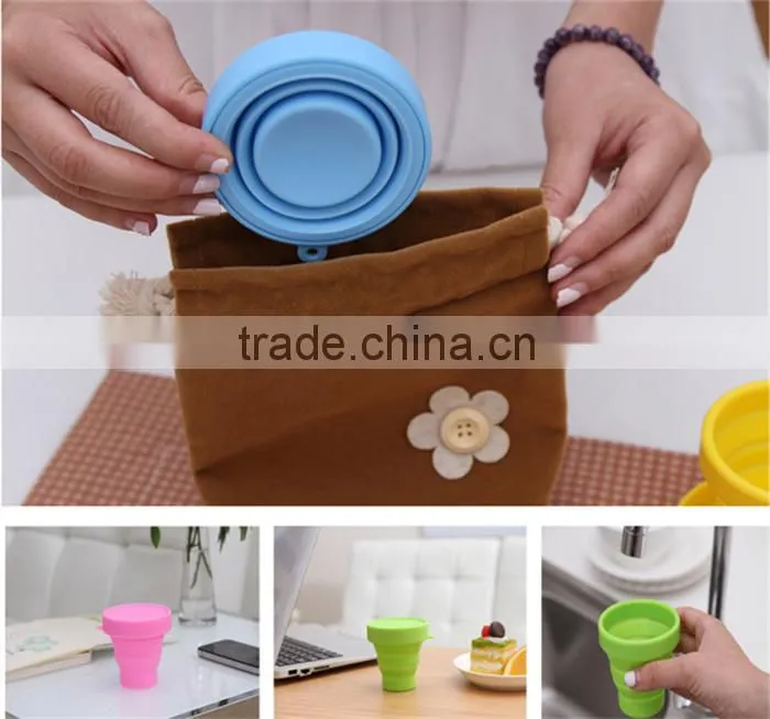 2016 Popular Eco-friendly Silicone Collapsible Travel Cup