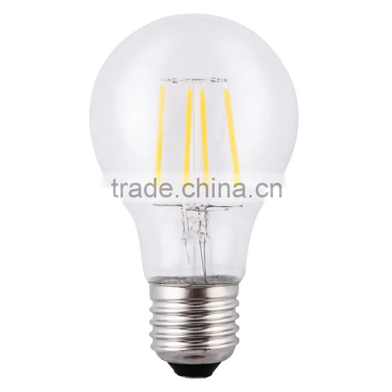 Alibaba China high quality string bulb A60 A19 indoor lighting bulb E27 e26 b22 6W led filament bulbs