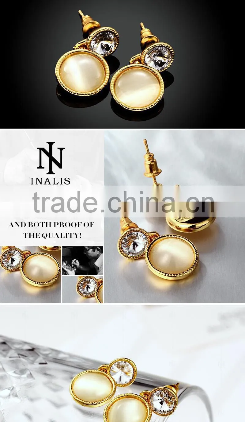 Lekani cateye with diamond 18K Gold fashoin elegant earring