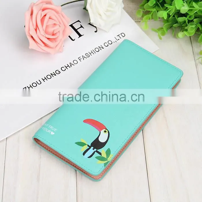 5 colors Latest Cute Cartoon Woodpecker Pattern Leather Young Girl Wallet