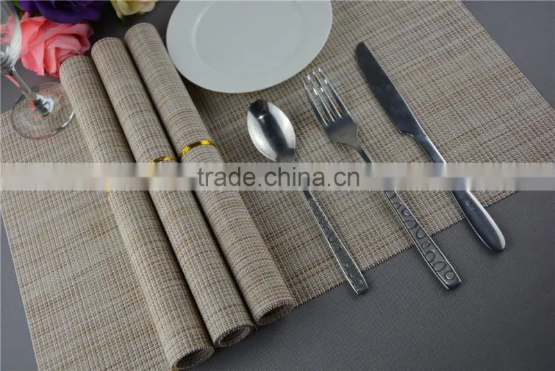 Table decoration PVC solid color disposable flaxen linen table placemat 45*30cm