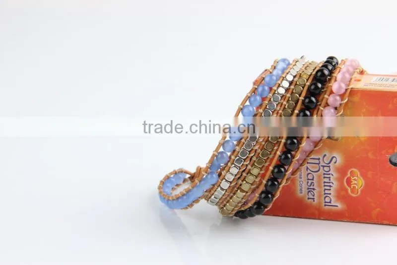New Crystal Beads With Gold Plated Beads Wrap Bracelets Leather Bracelet With Stones Wholesale Leather Jewelry