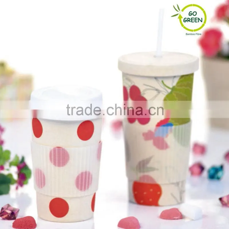 christmas bamboo fiber 300ml water cup,colorful coffer mug