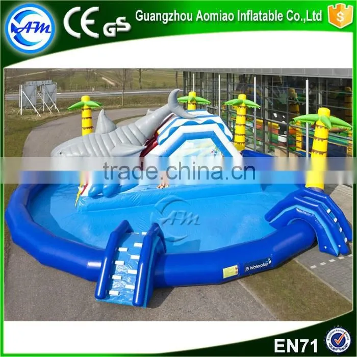 Outdoor commercial Inflatable water park swimming pool sharks inflatable for sale