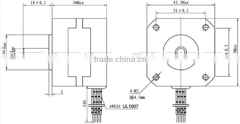 High torque nema 17 hybrid stepper motor with lead screw