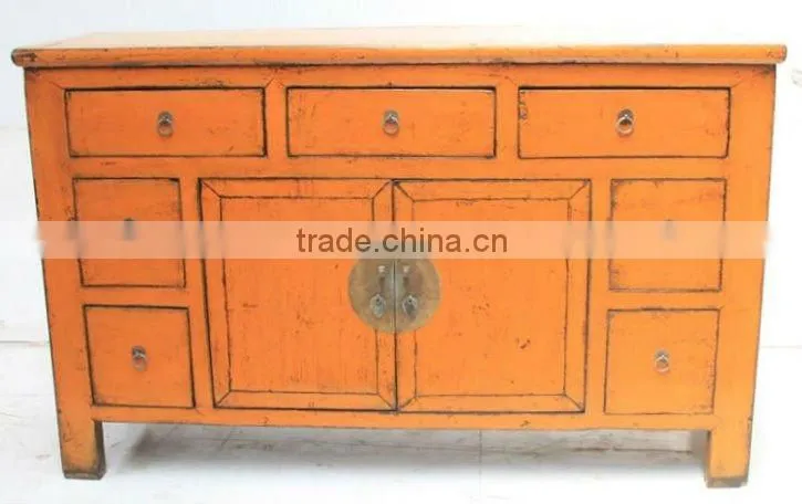 yellow Seven Drawer Two Door Cabinet