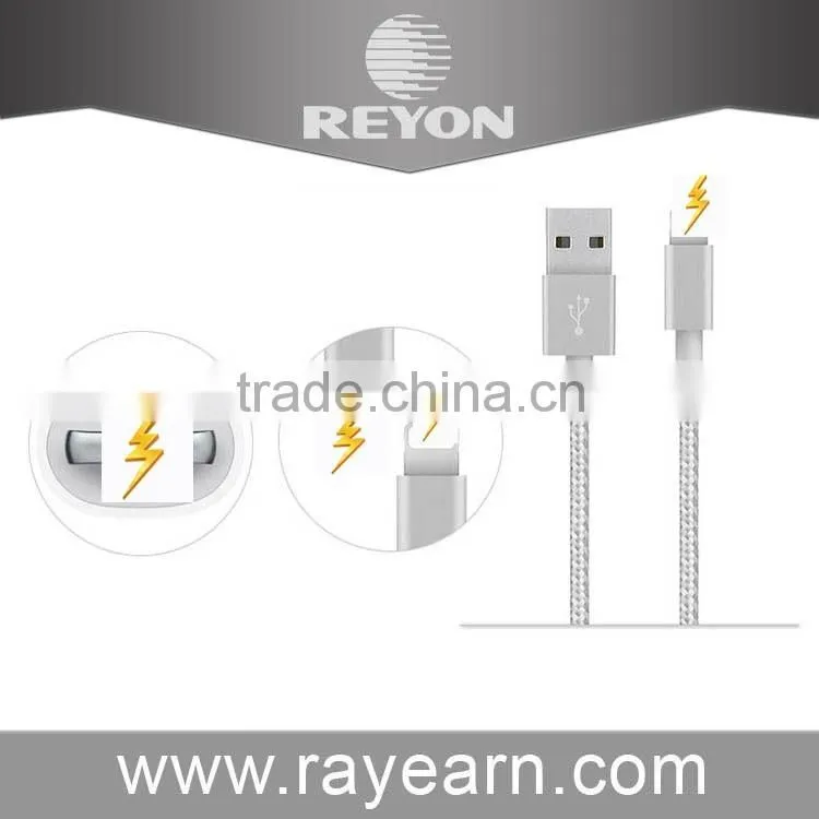 REYON Cheap Nylon fabric braided slim usb cable for Iphone ,usb data cable, usb cabel for charger