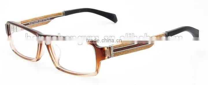 hot sale high quality acetate men's optical eyeglass with wood temple
