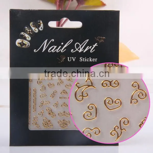 2014 new gold color 3d nail stickers nail art Wraps alibaba wholesale made in china