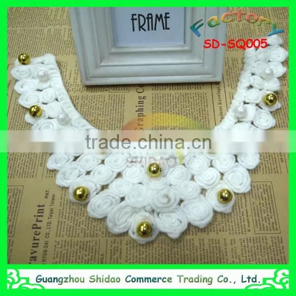 custom new arrival white cheap and chantilly sequin african lace collar for garment