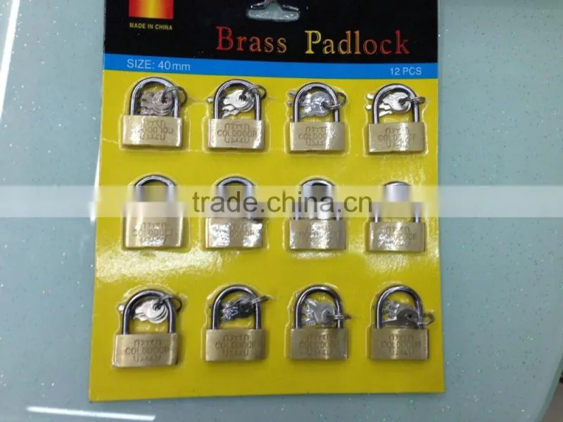 brass color blister card packing cheap padlock