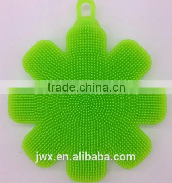 Orange soft silica body washing brush with flower shape