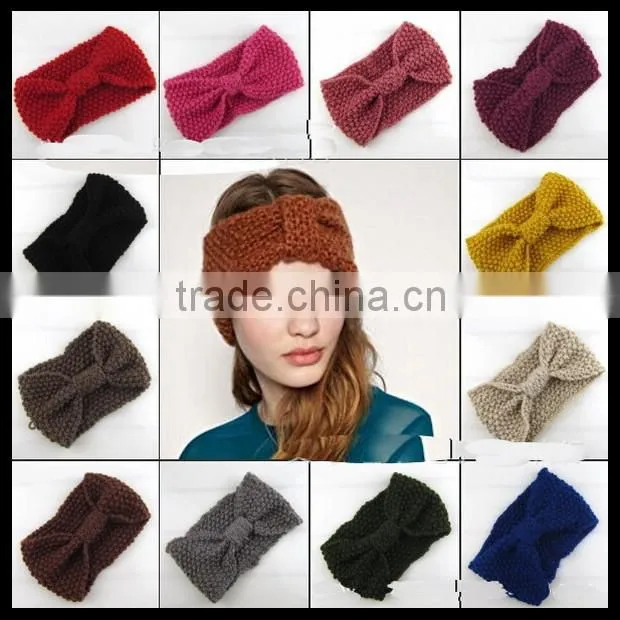Knitted Headband, Bow Ear Warmer, Women's Fall Headband, Stocking Stuffer, For Her, Mini Knitted Bow Headband in multi color
