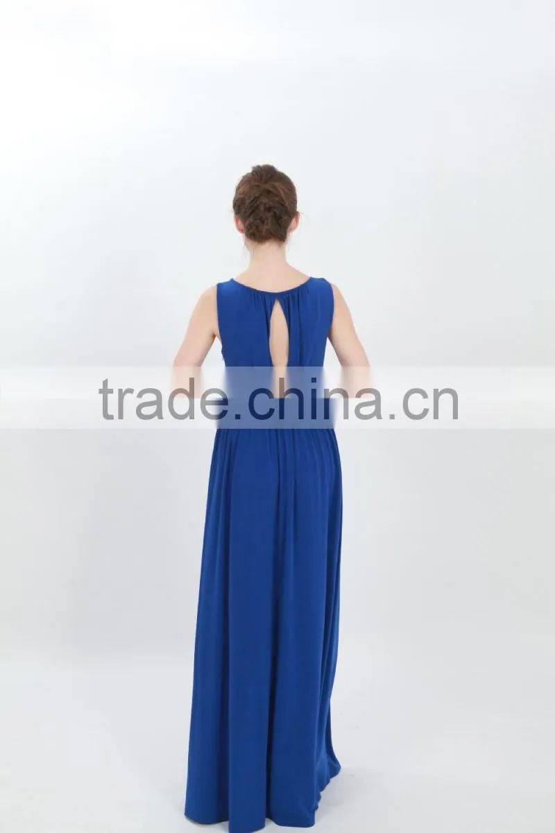 Royal Blue Chiffon Sleeveless Floor Length Latest Formal Dress Patterns