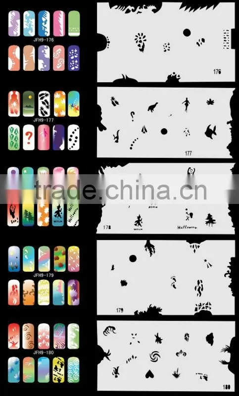 20pcs Airbrush Nail Stencil Sheets with 300 Designs Art Paint Pages Set No.9 - Halloween, Christmas, etc
