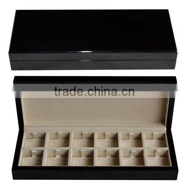wholesale matt ebony finish 18 pair wooden cufflink case