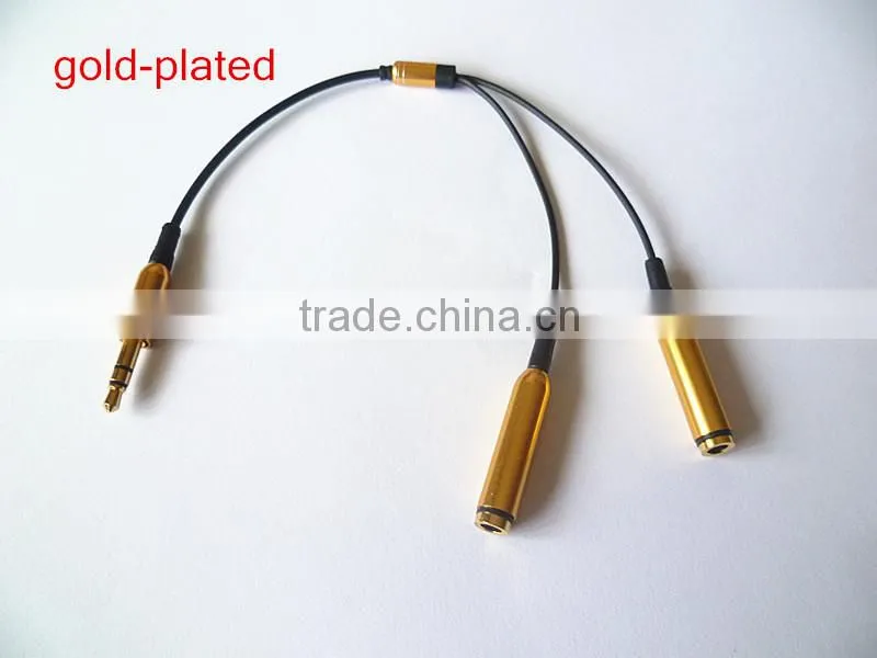 Gold plated DC3.5 m to 2*female audio splitter cable
