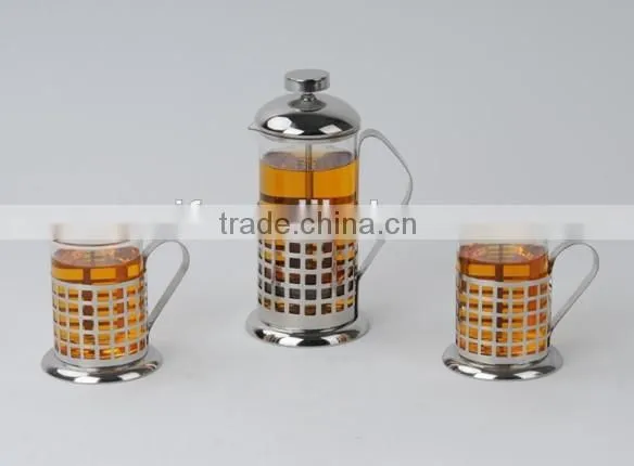 luxury SS borosilicate glass french press,coffee plunger,coffee maker