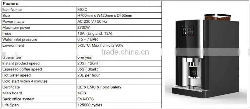 ES3C Jetinno One Touch bean to cup espresso coffee vending machine