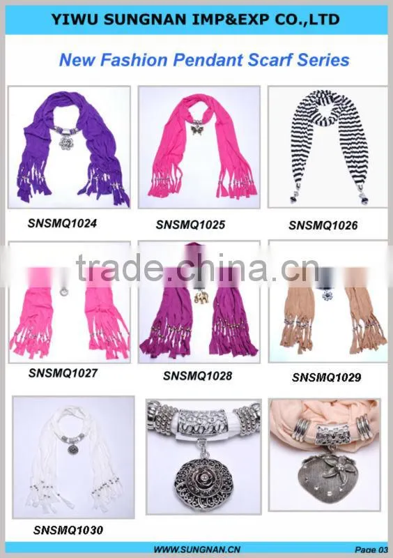 Women adorn article scarf with jewelry