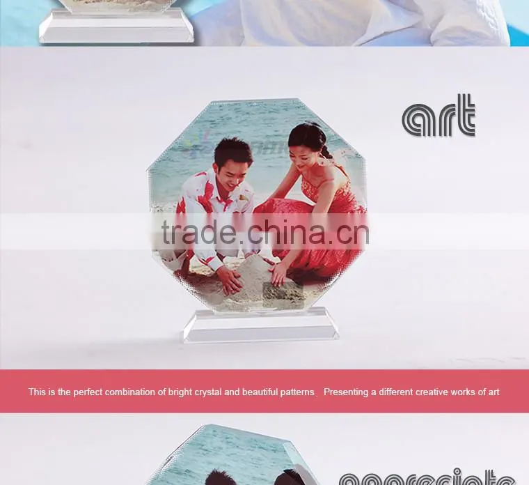 Sunmeta directly sublimation decoration photo crystal, crystal octagonal for christmas gifts BSJ-26C