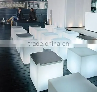 RGB illuminated LED light cube / rechargable outdoor and indoor LED cube seat with cushion