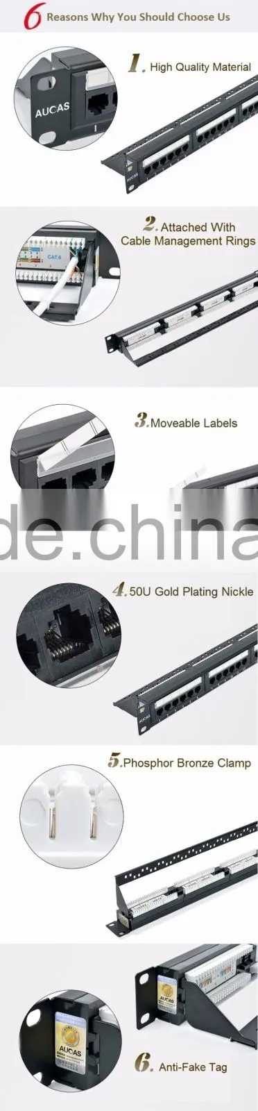Manufacture RJ45 Unshielded Cat6 UTP Cable 24 Port Patch Panel For 19 Inch Server Rack Hot Sell