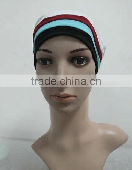 C004 new muslim underscarf with 3 lines,cotton underscarf and hats