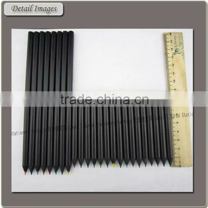 Short Natural Black Wooden Colour Pencils