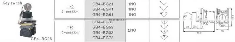 GB4-BG33 CNGAD GB4 series electrical 3-position key Switch
