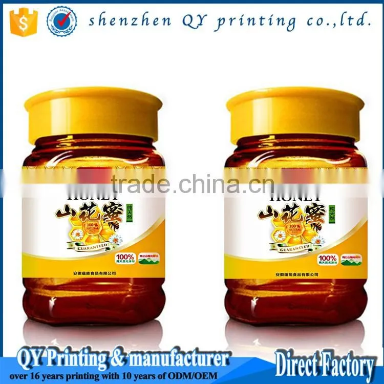 custom food label honey labels,waterproof honey label for jar bottle