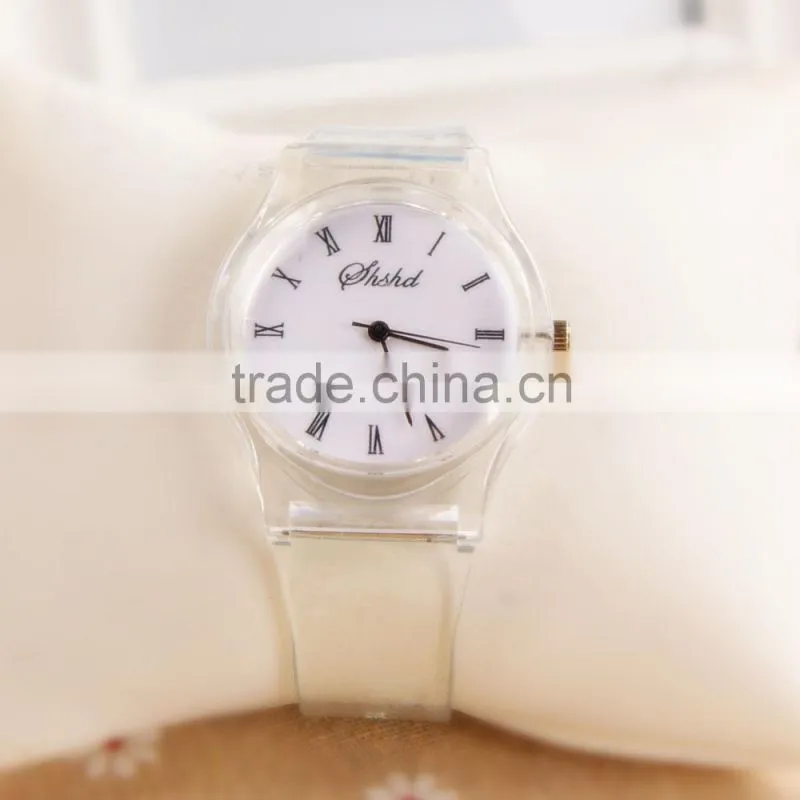 Stock!Fashion High Quality New Arrival Cheap Simple Transparent Plastic Wrist Watch for Gift