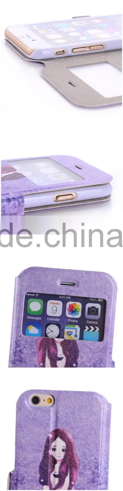 Stand Style Magnet Flip PU Leather Cartoon Paiting Pattern Soft Case For iPhone 6 6S 4.7Inch Wallet Cover for iphone6 phone bags