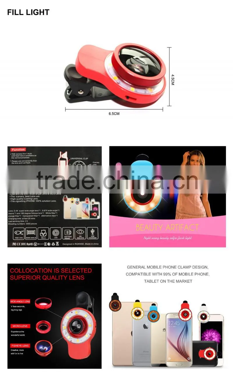 Mobile Phone Mini Universal Wide Angle Fisheye Selfie LED Fill Light