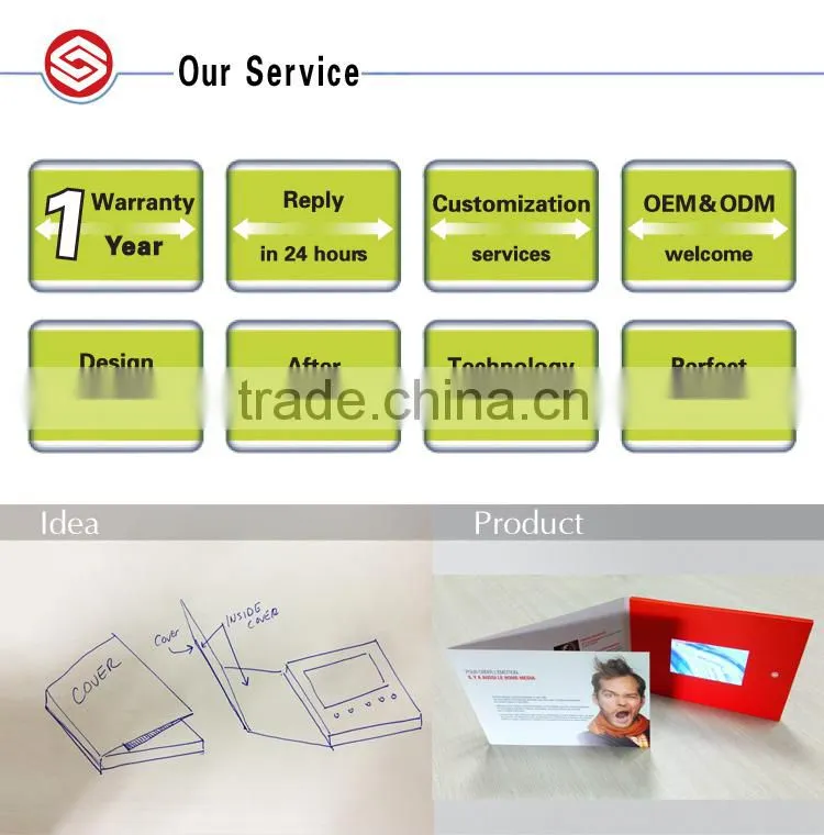 Magnet switch lcd video greeting card/lcd video brochure card for invitation