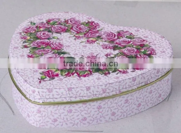 heart shaped tin can box for candy