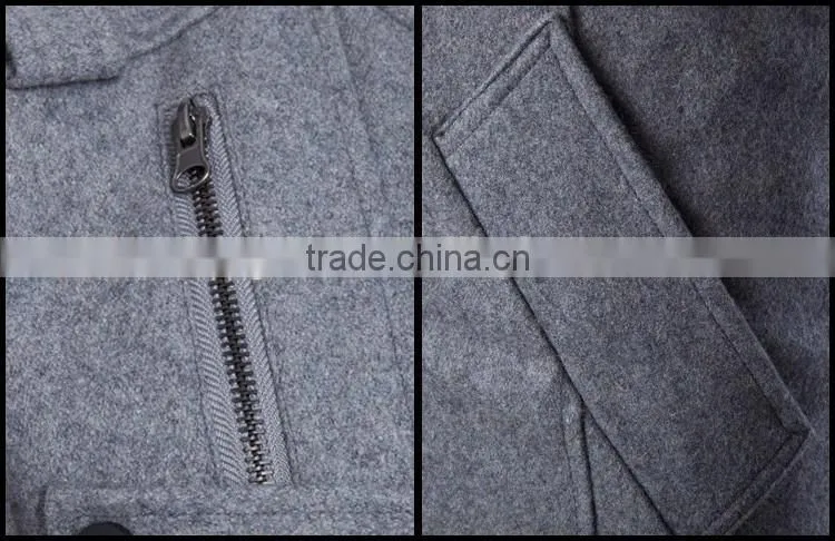 Custom Made Trench Coats Mens Woolen Formal Outerwear Winter Pea Overcoat Double Breasted Trench Coats