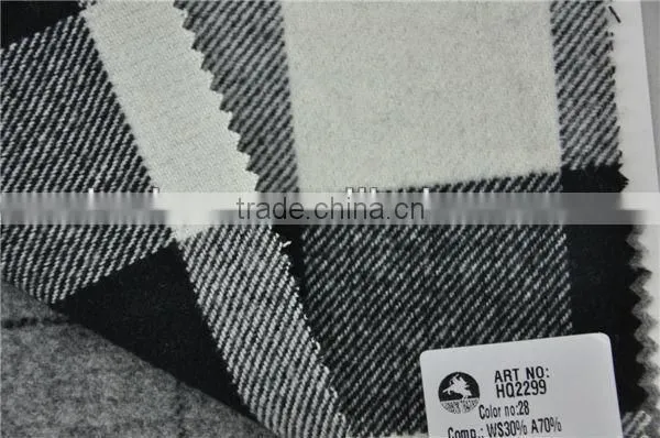 Hot sell high quality cashmere blend acrylic black white plaid fabric for coats
