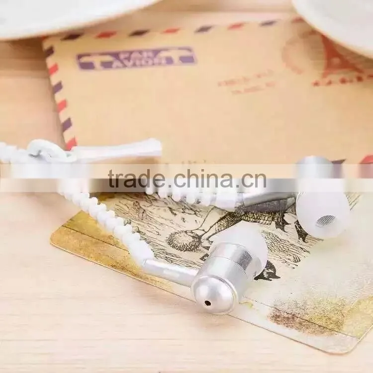 3.5 jack hotseling zipper earphone for mobile