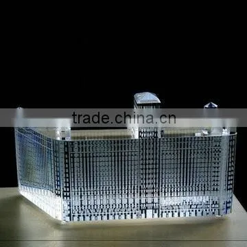 Fashion 3d laser crystal miniature building models for business souvenir