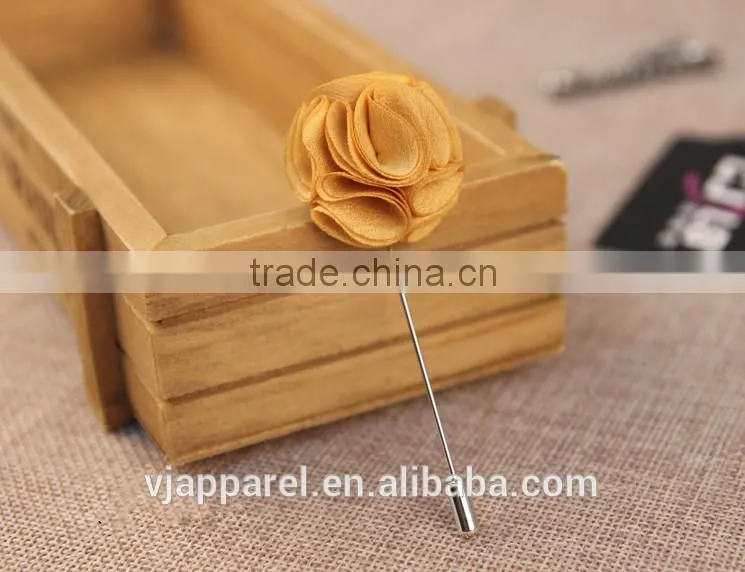 Handmade Fabric Lapel Flower Brooch Boutonniere Tuxedo Stick