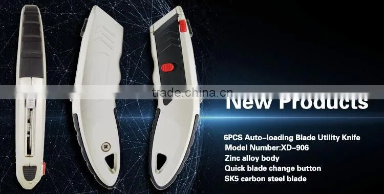 6PCS Auto Loading Trapezoid blade Zinc alloy Utility Knife