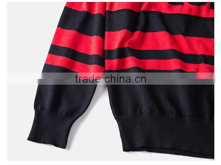 Men's Flat Stripe Knitted Sweater Teenager Pullover Sweater