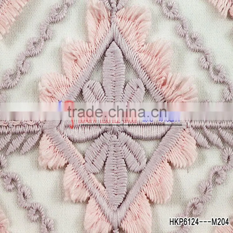 New Products Innovative Product Ideas Come From Geometric Element Pink Fabric Textile With Elelash Fringe